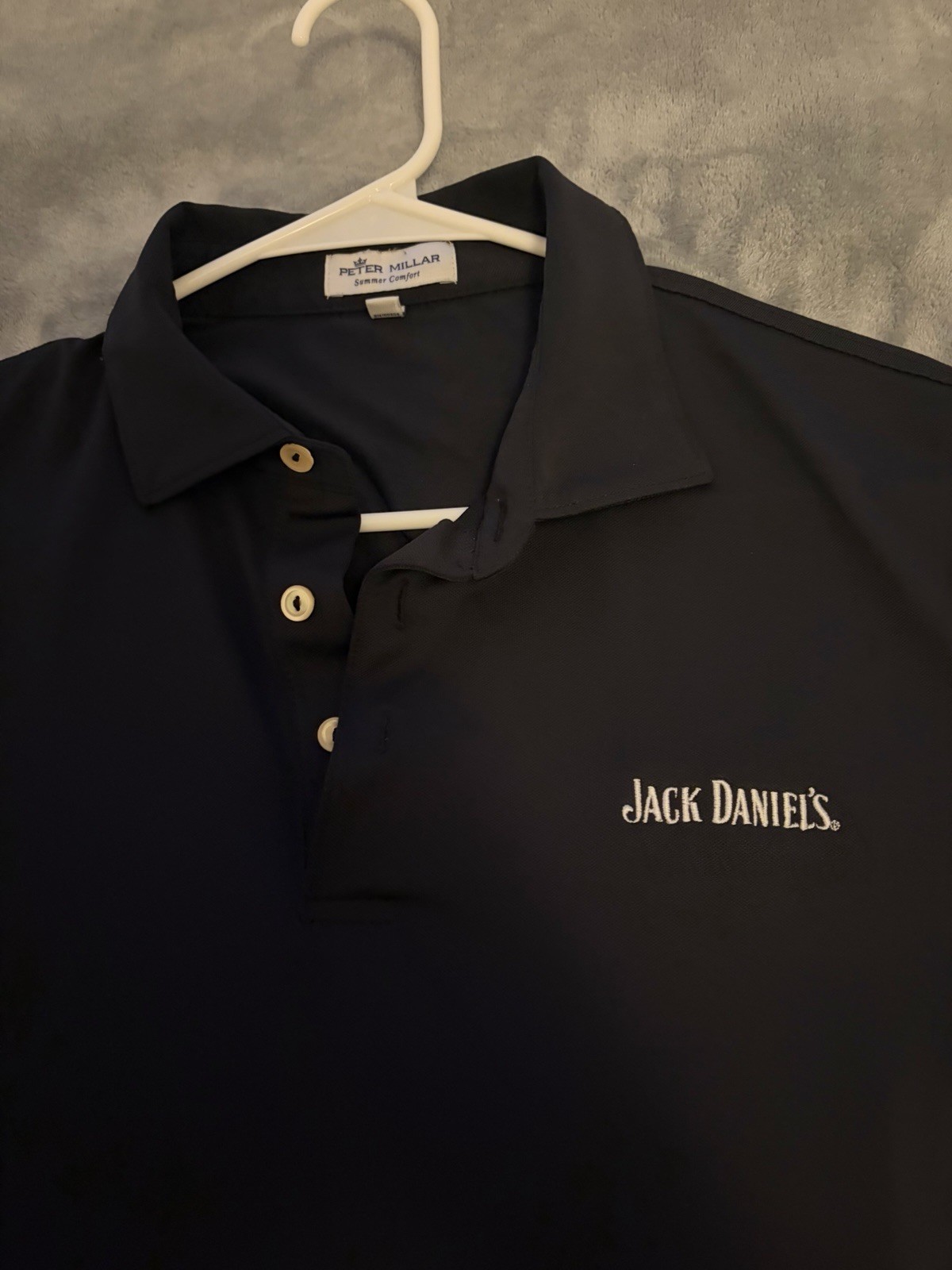 Peter Millar Jack Daniel’s Golf Polo Shirt Black Men’s Medium Summer Comfort