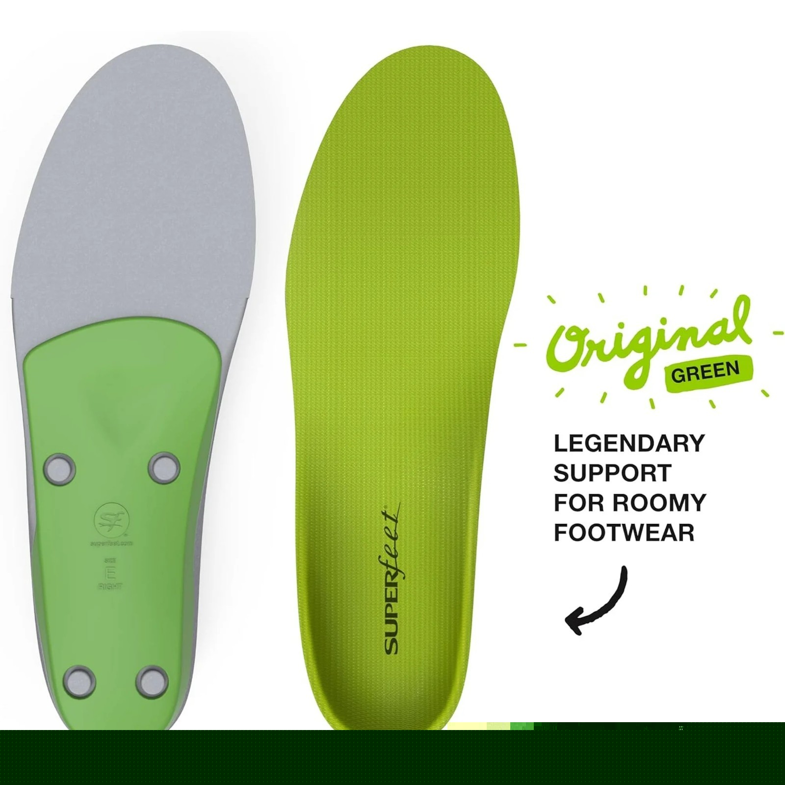Superfeet green Insoles, Professional-Grade High Arch Orthotic Insert C.D.E.F