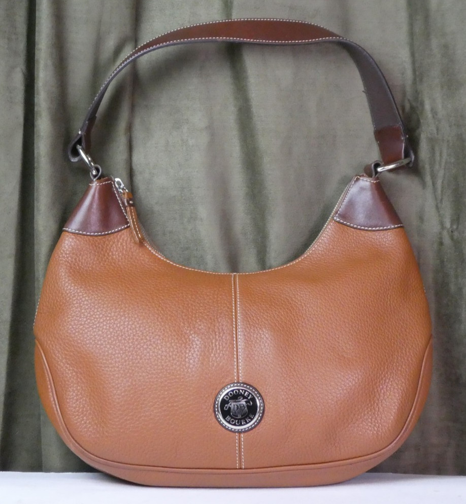 Dooney & Bourke Pebbled British Tan All Weather Leather 2 Hobo Shoulder Handbag