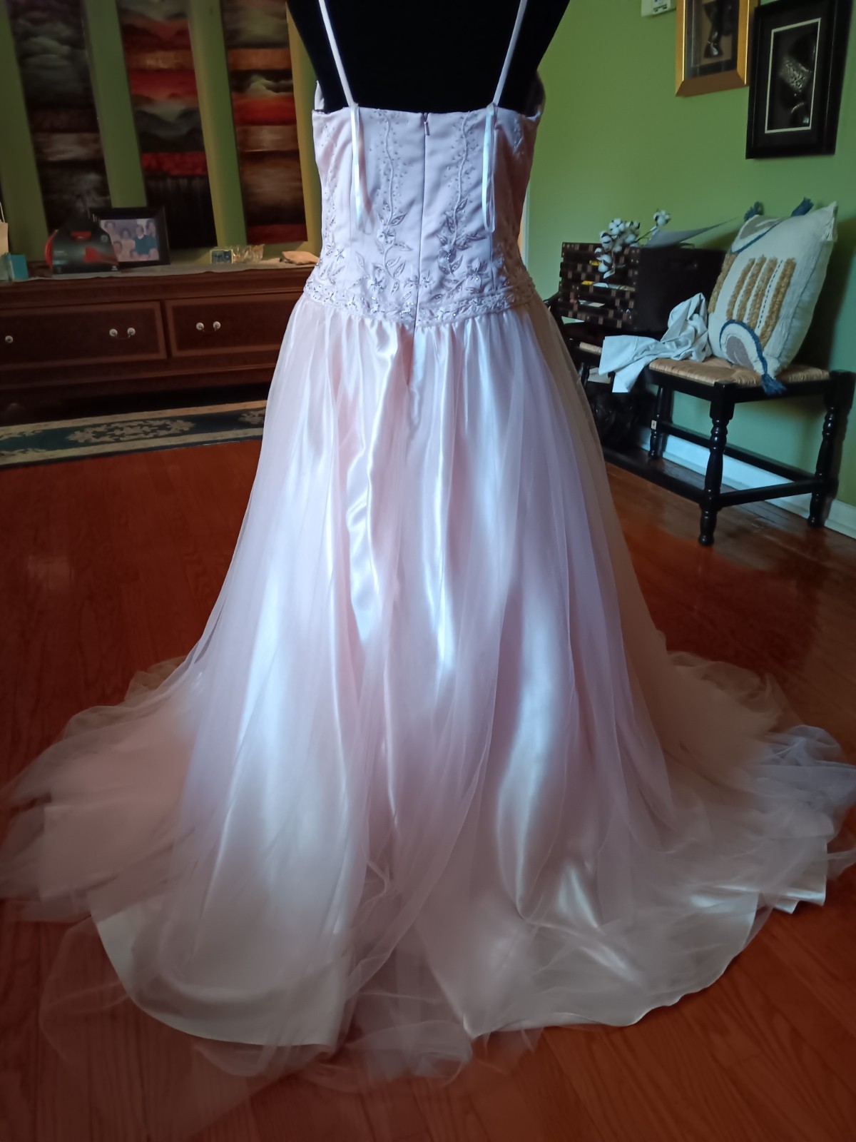 Forever Yours Blush Pink Spaghetti Straps Ball Gown size 12