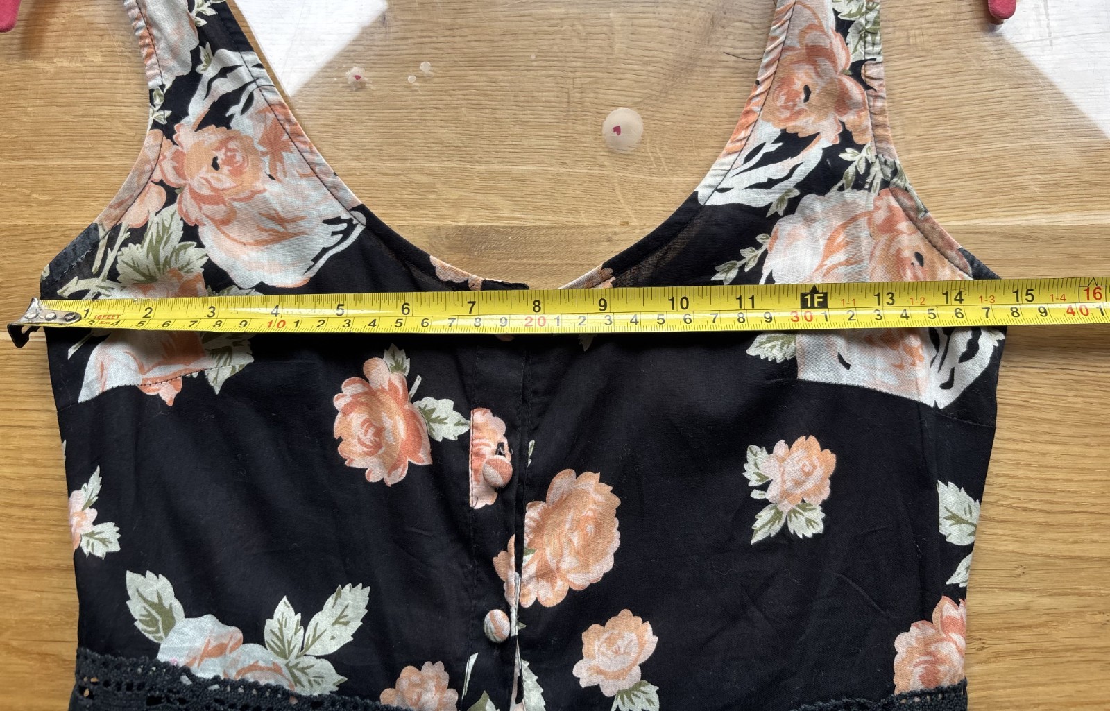 Topshop black peach coral floral round neck sleeveless knee length dress 6