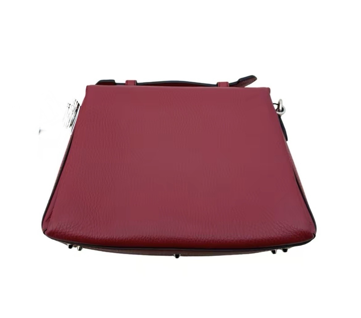 Authentic GUCCI GG Dollar Calfskin Interlocking Top Handle Shoulder Bag Red