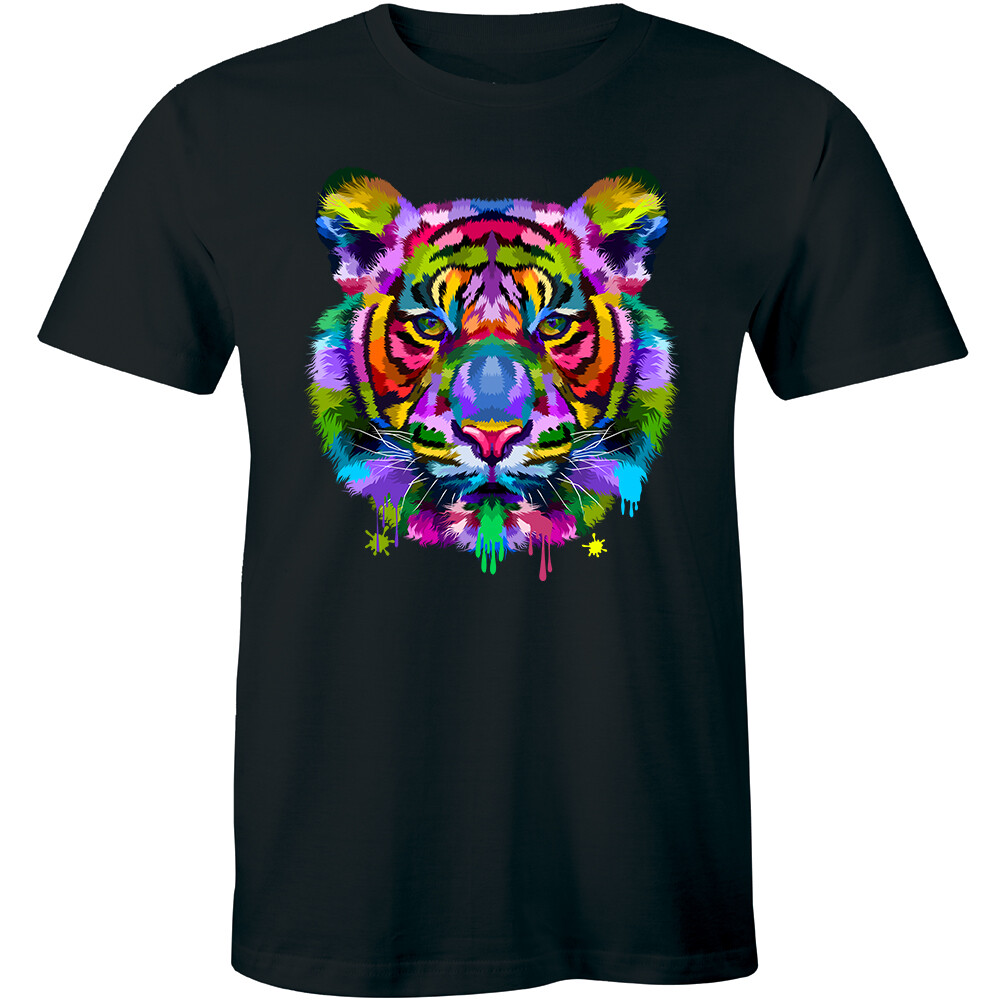Colorful Tiger Face Shirt Neture Wild Animal Pet Lovers Tee Men’s T-shirt