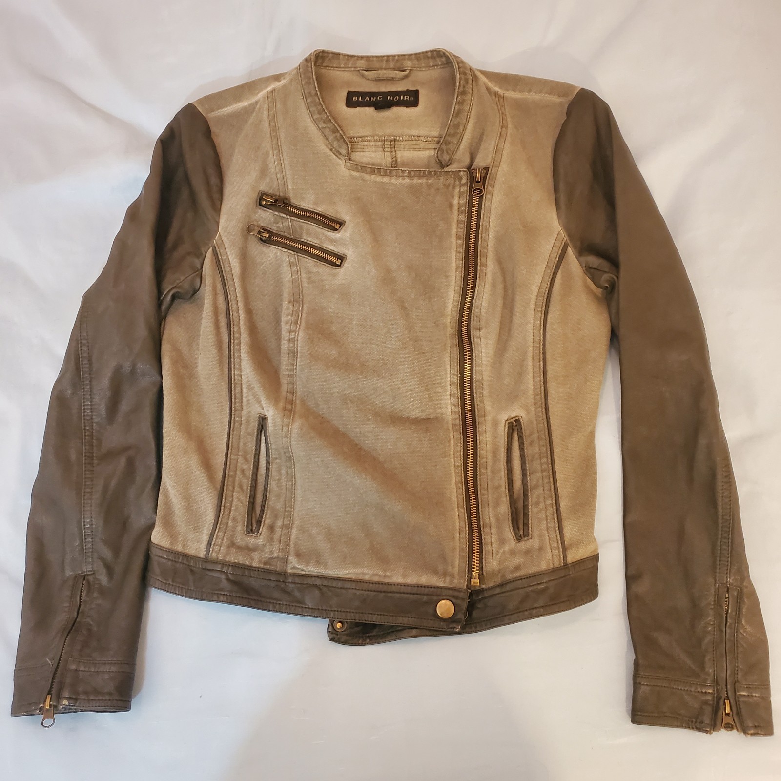 Blanc Noir Jacket Women Medium Leather Sleeves