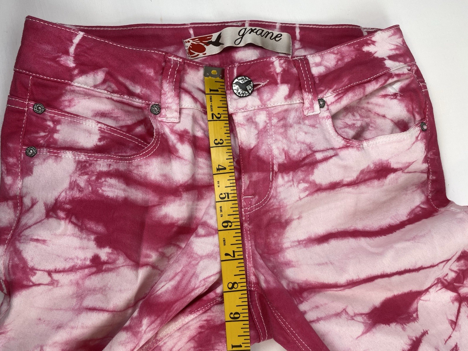 Grane Junior Tie-Dye Pink & White Jeans Zipper at Bottom Low-Rise Size 9