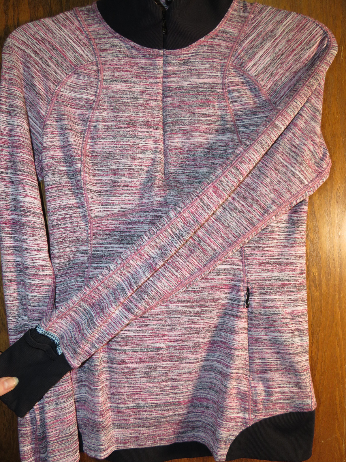 Lululemon 6 Runderful Half Zip Space Dye Camo Berry Rumble Red Black EUC!