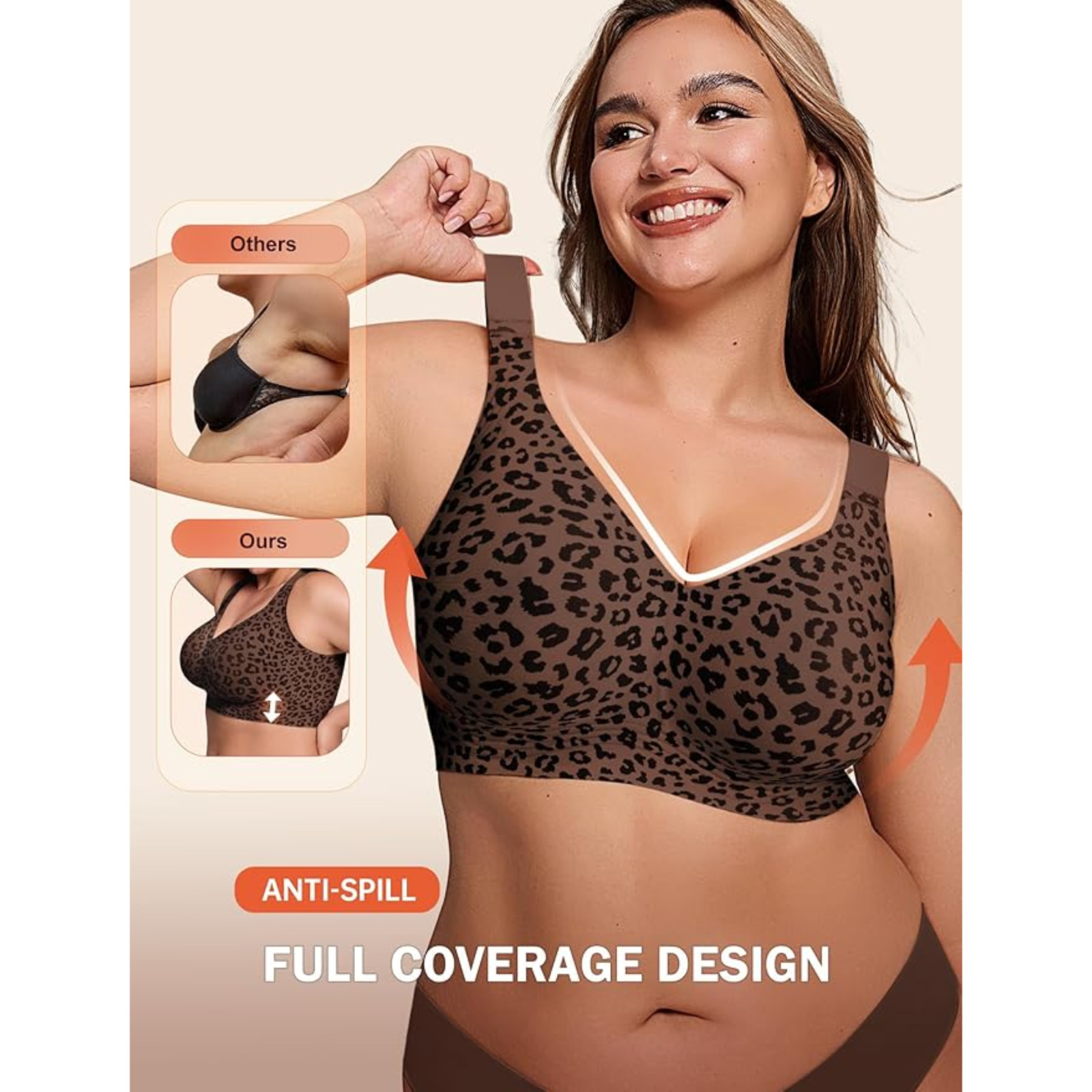 Womens Wireless Push Up Bra Full Coverage Seamless Supportive Plus Size