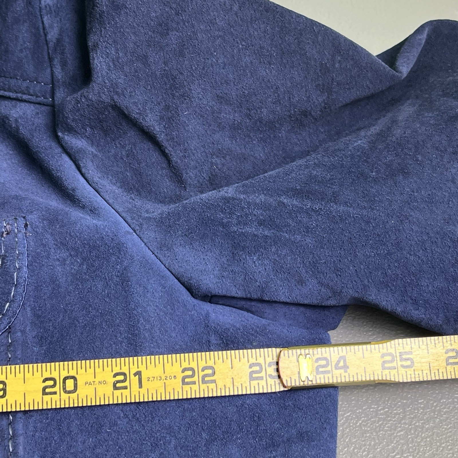 Vintage 60s 70s Men’s Cresco Blue Suede Leather Jacket Size 46 Chore Coat Safari