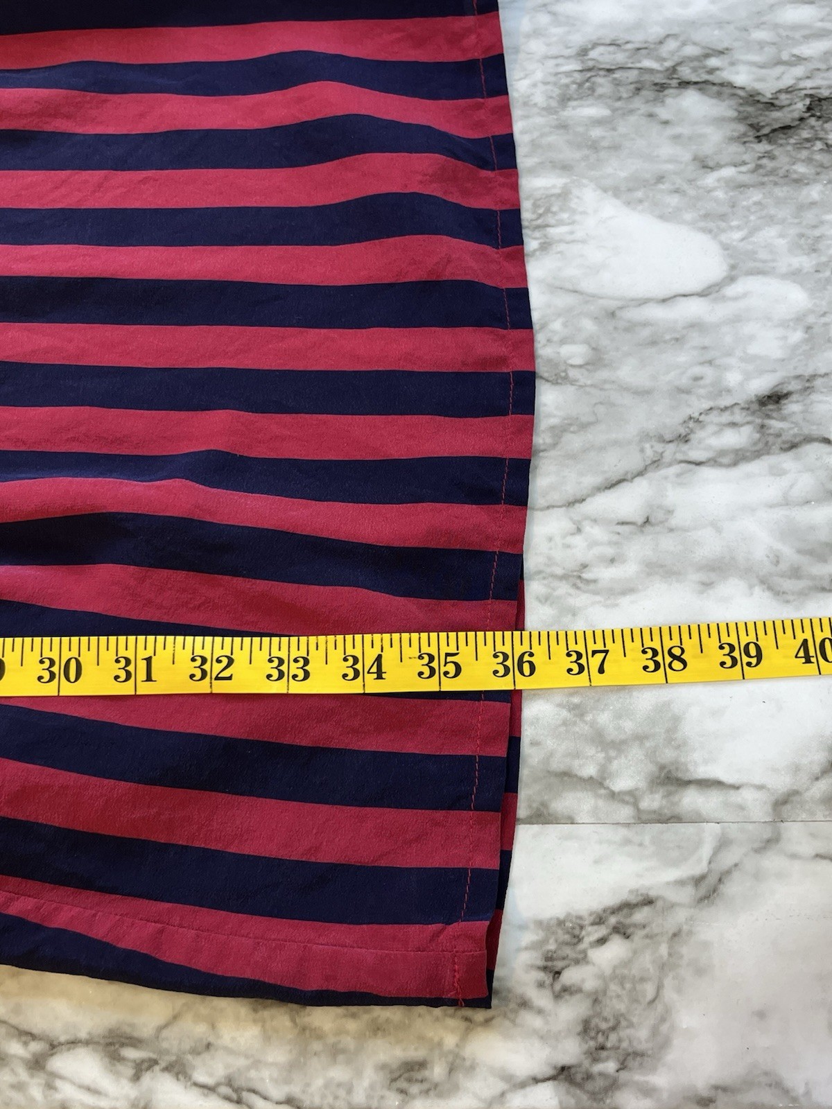 Tegan 100% Silk Dress Sz 4 Long Sleeve Nautical Red Blue Stripped Preppy Pockets