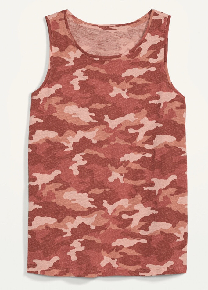 Old Navy Women’s Plus Size XLT Tall Pink Camo Slub EveryWear Tank Top Shirt New