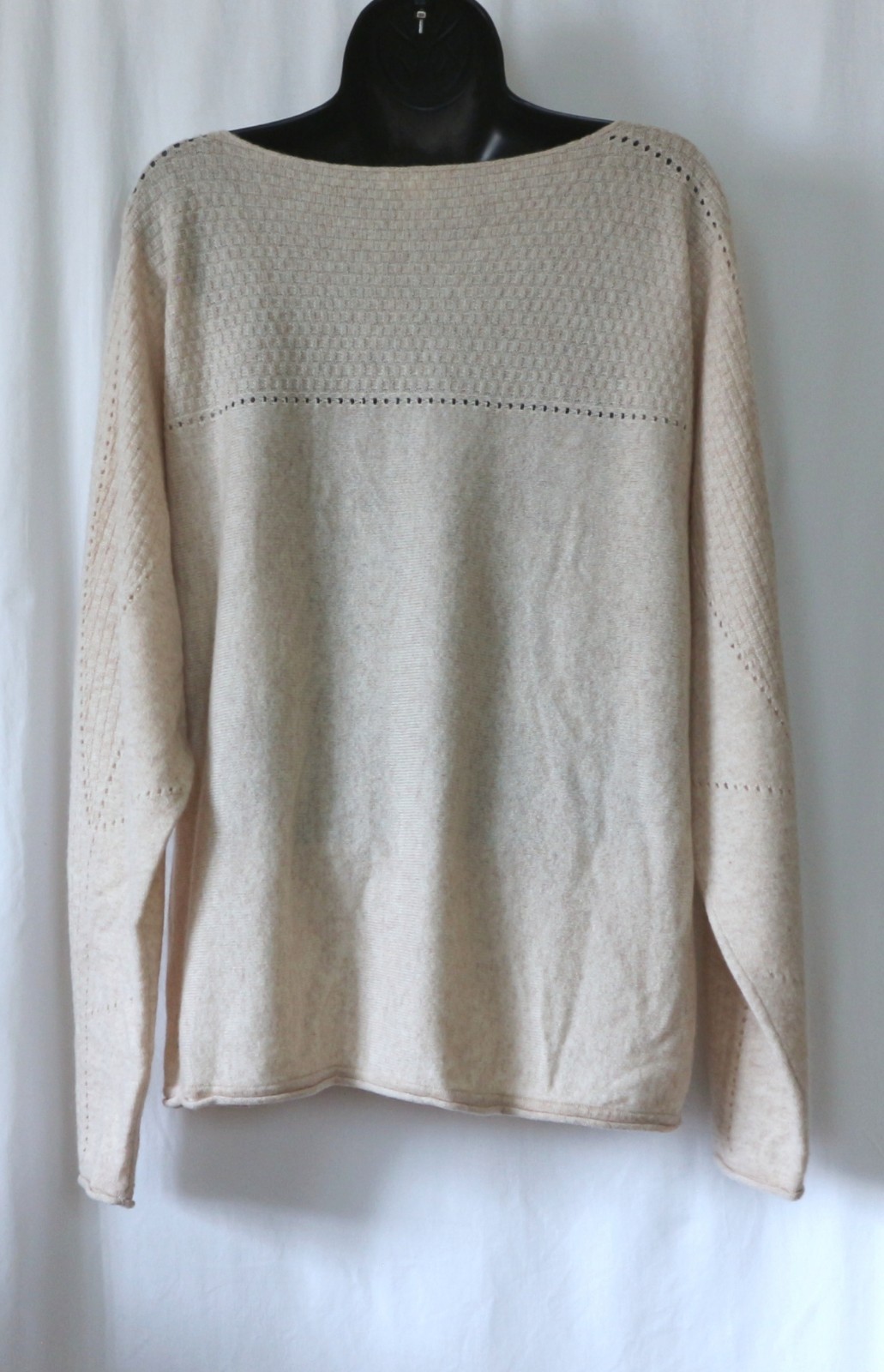 GARNET HILL Ovrszd Beige Cashmere RndNck Swtr 48 In Chst 24 In Lng Sz L EXC