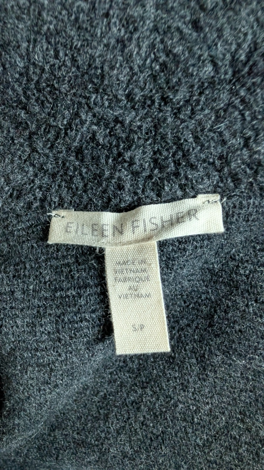 EILEEN FISHER Cardigan Heather Gray Open Front Wool Blend Pockets Size SP