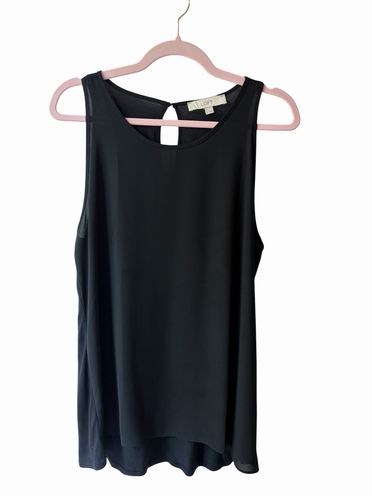 Ann Taylor LOFT Women’s Black Sleeveless Scoop Neck Keyhole Knit Tank Top L