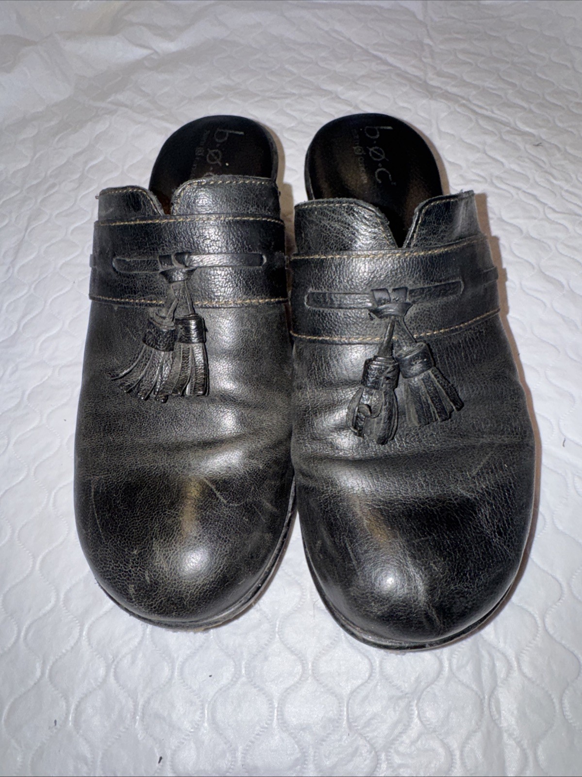 B.O.C. Leather Clog Slip On Shoe Womens Size 8 M Brown