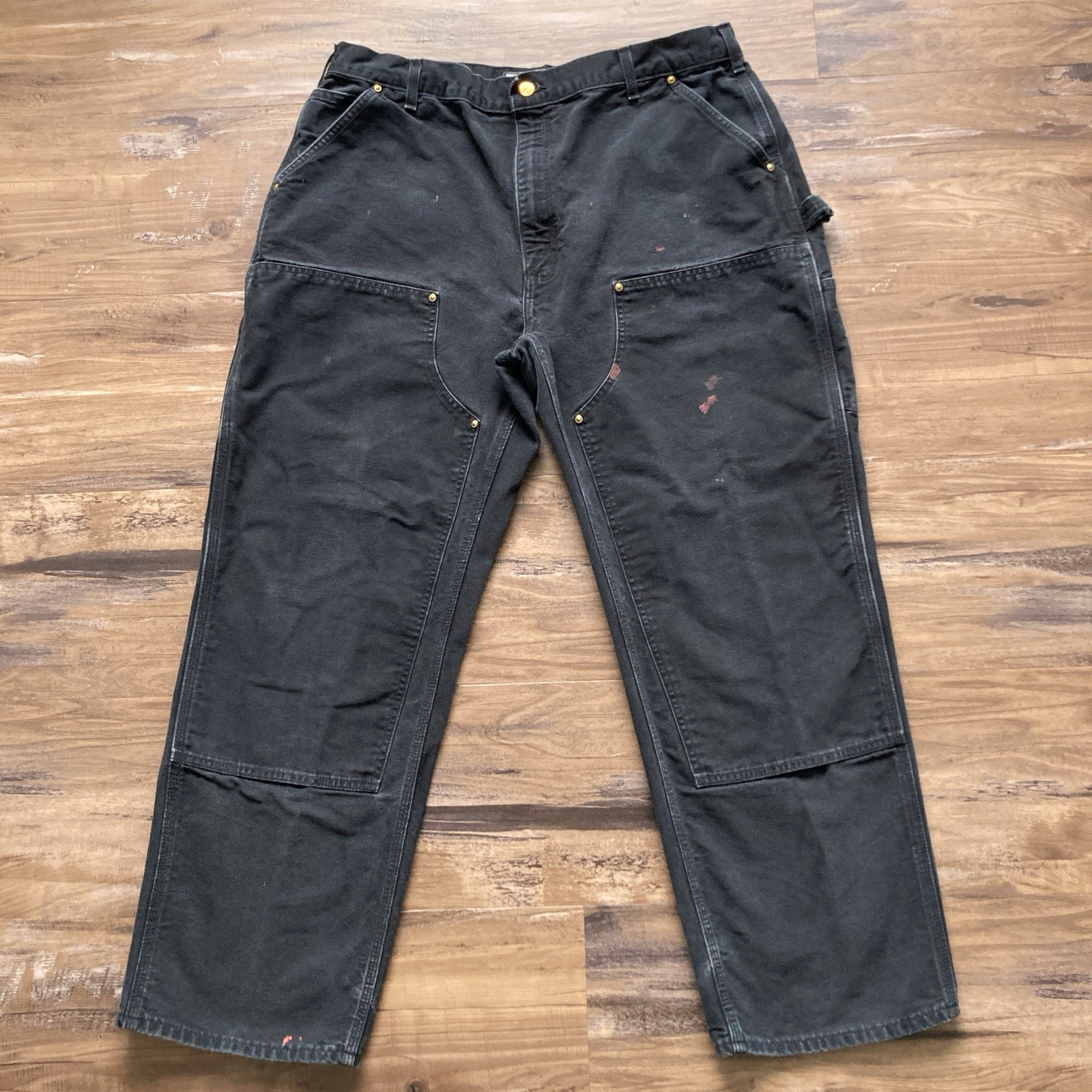 Carhartt B01 BLK Double Knee Work Pants Mens 40×32 (Fits 38×30) Distressed