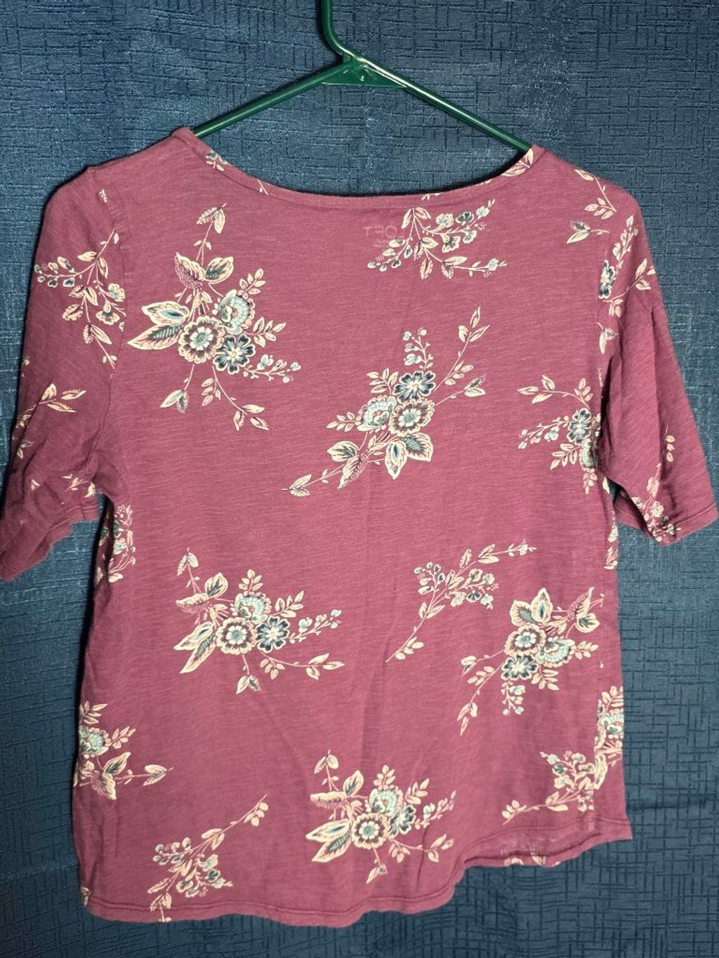 Women’s LOFT Outlet Burgundy Floral Short Sleeve Tee M cottagecore y2k 90’s