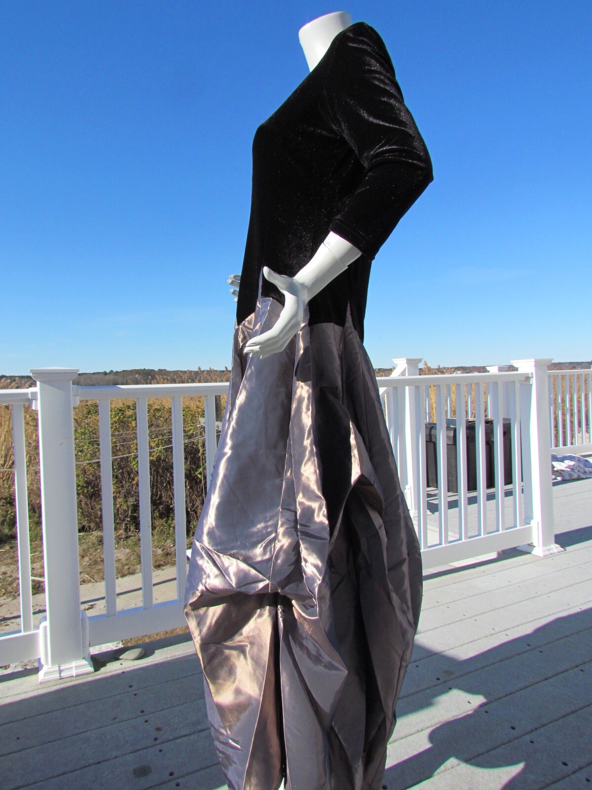 NEW M PYRAMID COLLECTION dress ball gown black velvet bronze champagne gorgeous