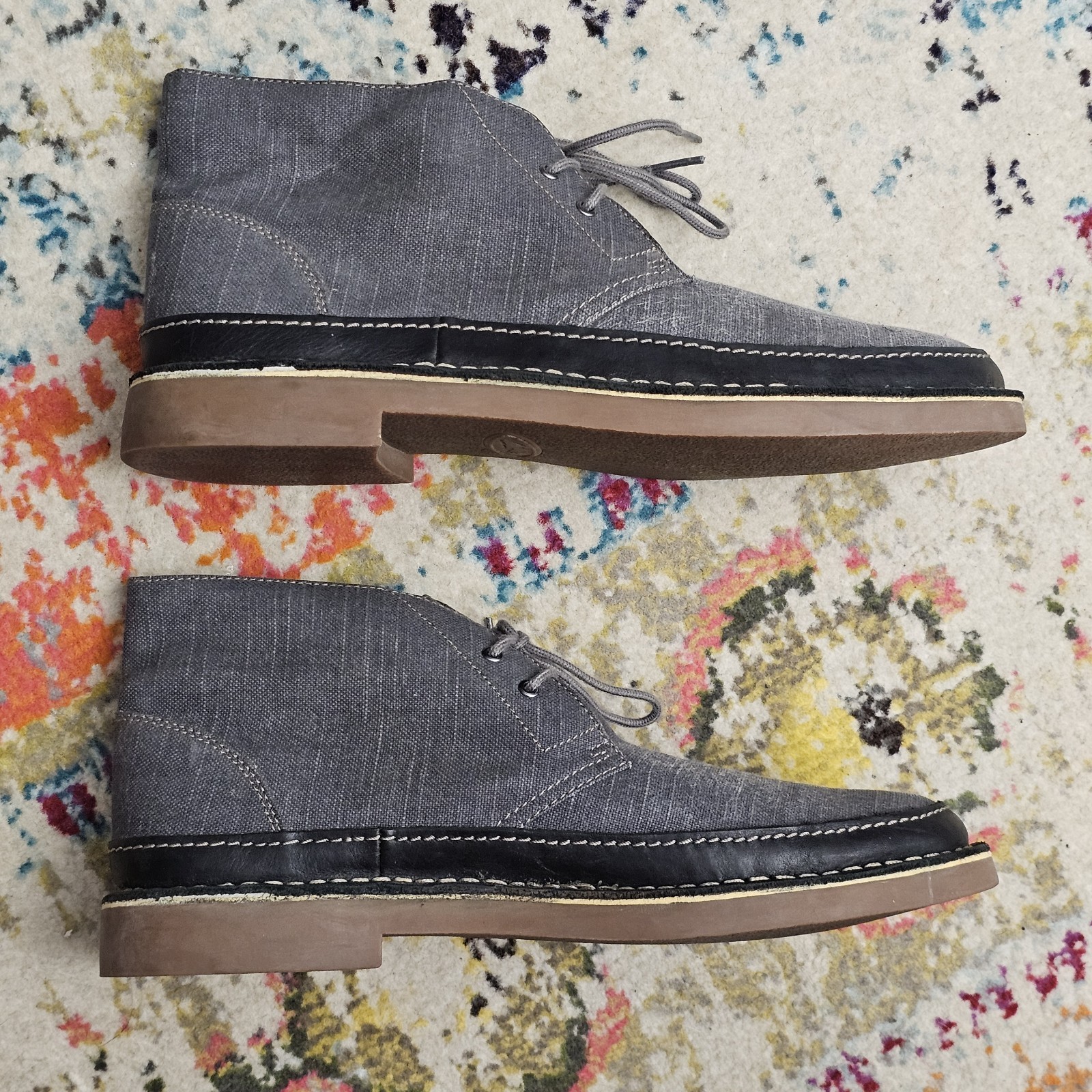 CLARKS Men’s Size 11.5 BUSHACRE RAND Chukka Ankle Boots Gray Lace Up Shoes
