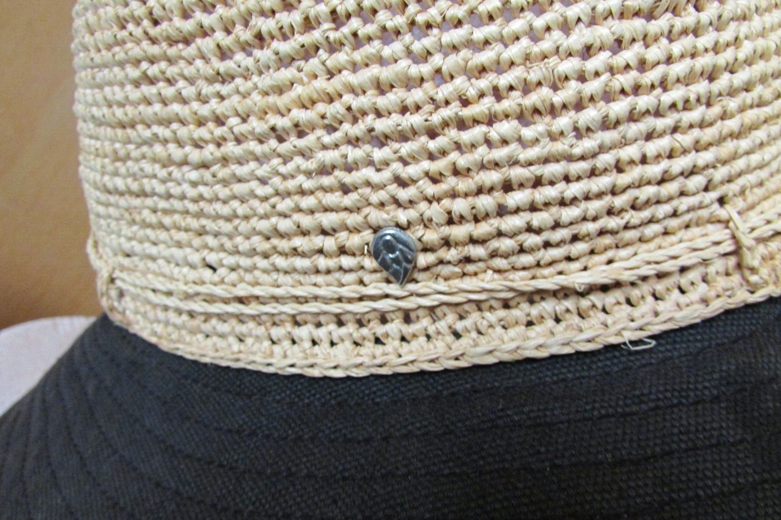 HELEN KAMINISKI Black Cotton Canvas & Raffia Bucket Hat OS Sri Lanka
