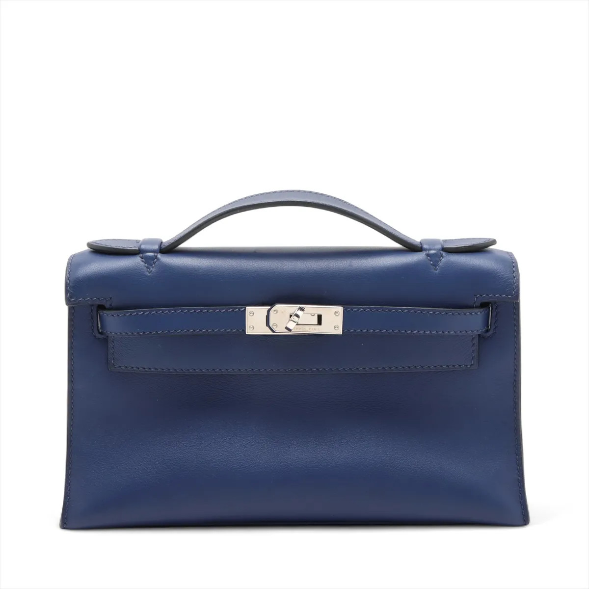 Hermès Pochette Kelly Mini Veau Swift Blue Saphir Silver Metal Fittings R: 2014