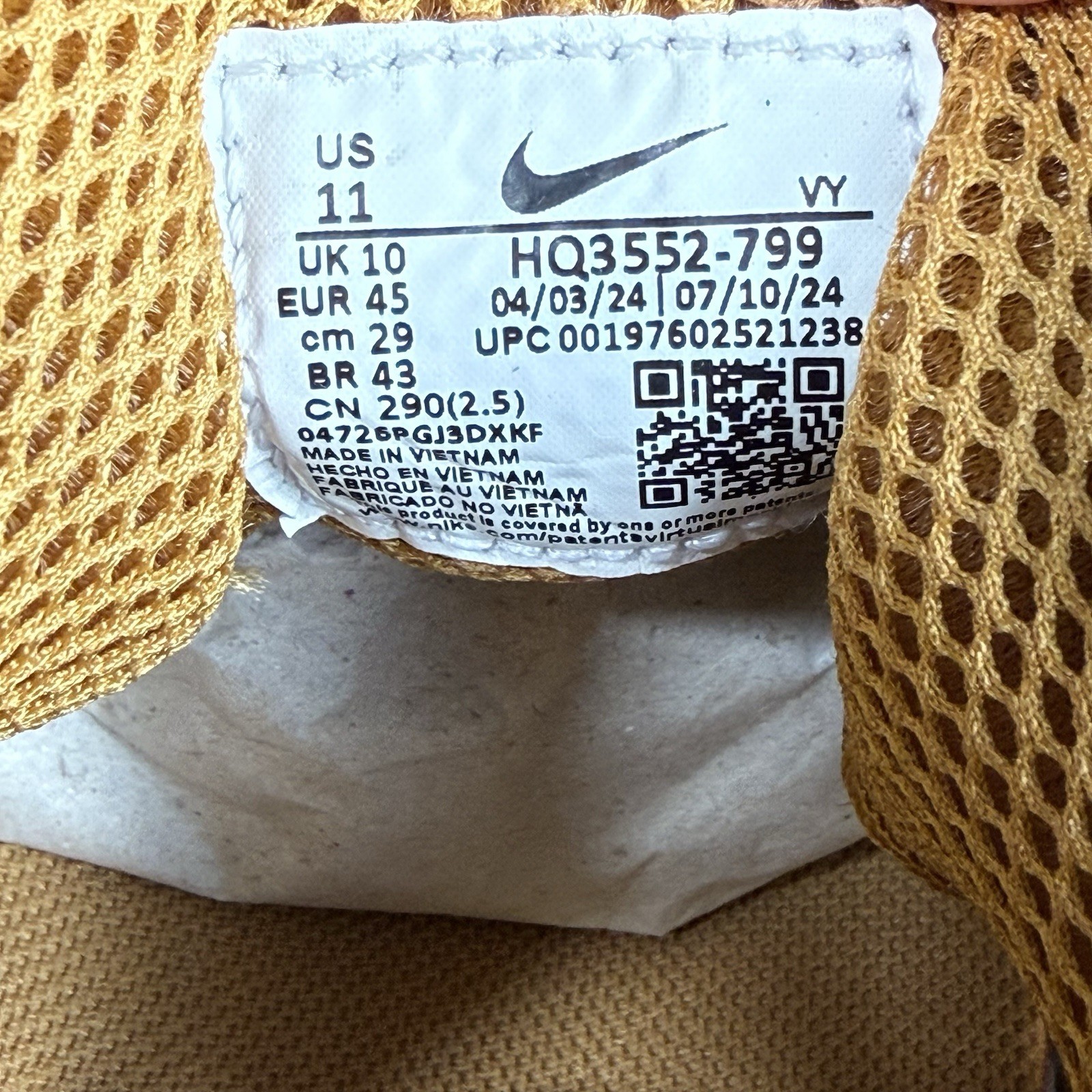 Nike Air Zoom Spiridon Cage 2 Men’s Size 11 Wheat/White-Sail HQ3552-799 Sneakers