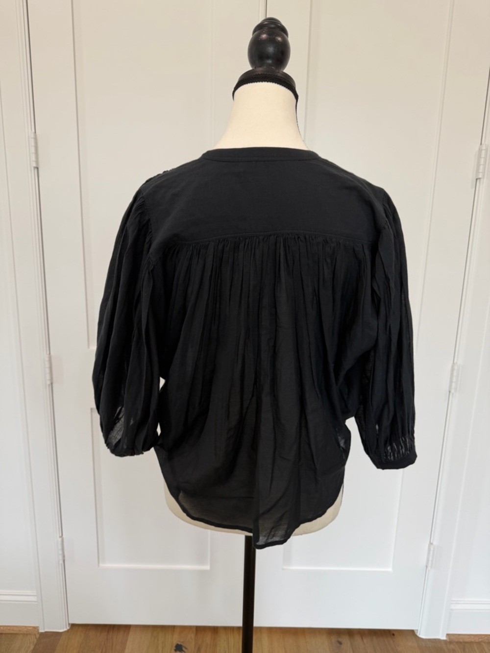 🖤 Madewell Shirred Voile Button-Up Top Black XXS 🖤