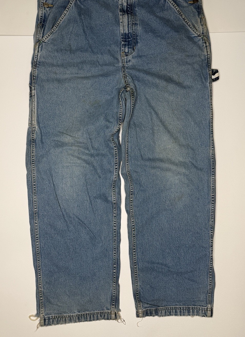 Vintage Tommy Hilfiger Overalls White Straps 90s Y2K Tommy Jeans Blue M