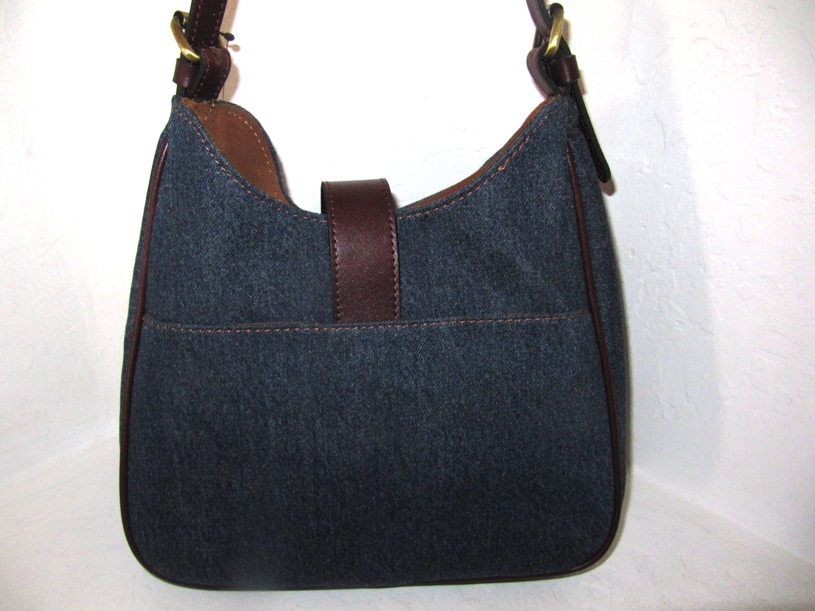 Patricia Nash Verretto Adjustable Shoulder Bag Dark Denim Stone washed blue