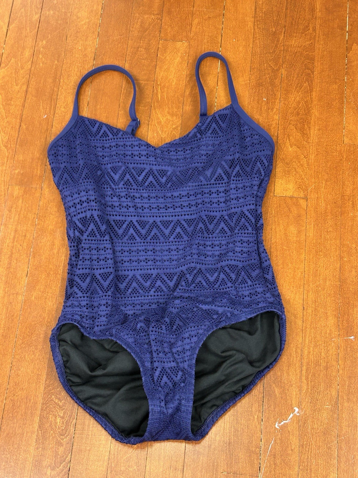 Aqua Green Womens Medium Blue Crochet Over One Piece Swimsuit Bathing Suit