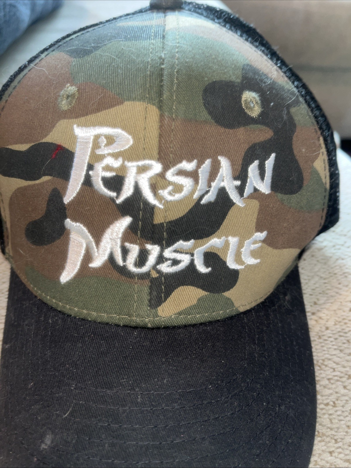 Persian Muscle Baseball Cap with Camouflage Background. Unisex Baseball Cap