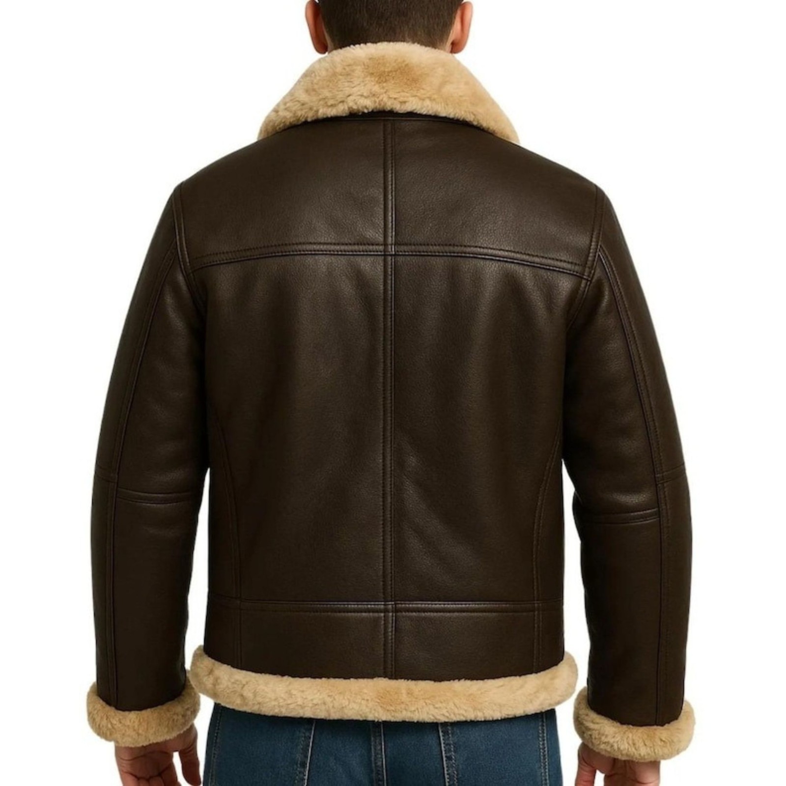 Men’s RAF B3 Dark Brown Aviator Sheepskin Shearling Leather Bomber Flight Jacket