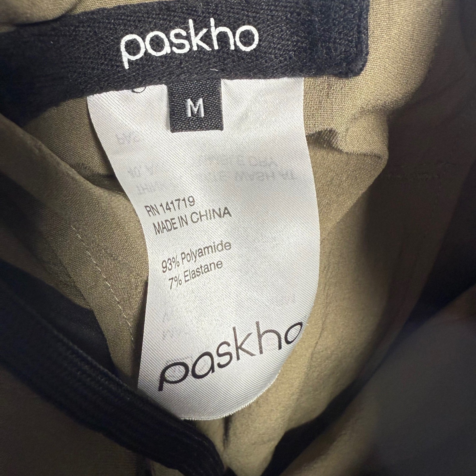 Paskho Mens Travel Hiking Pants Olive Green Stretch Size Medium RN 141719