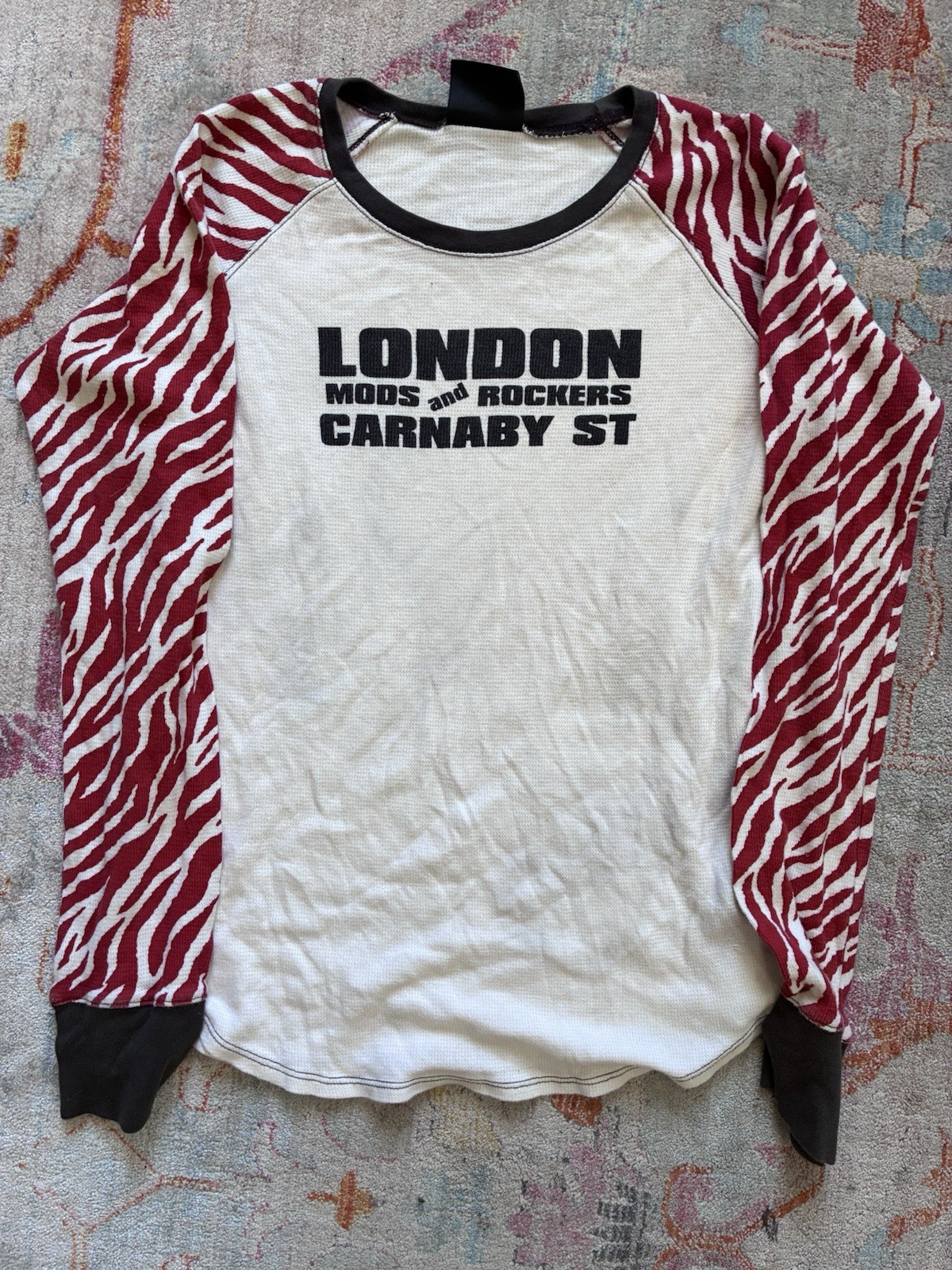 Lucky Brand Women’s L Retro Shirt London’s MOD Rocker Carnaby Street Vintage Y2K