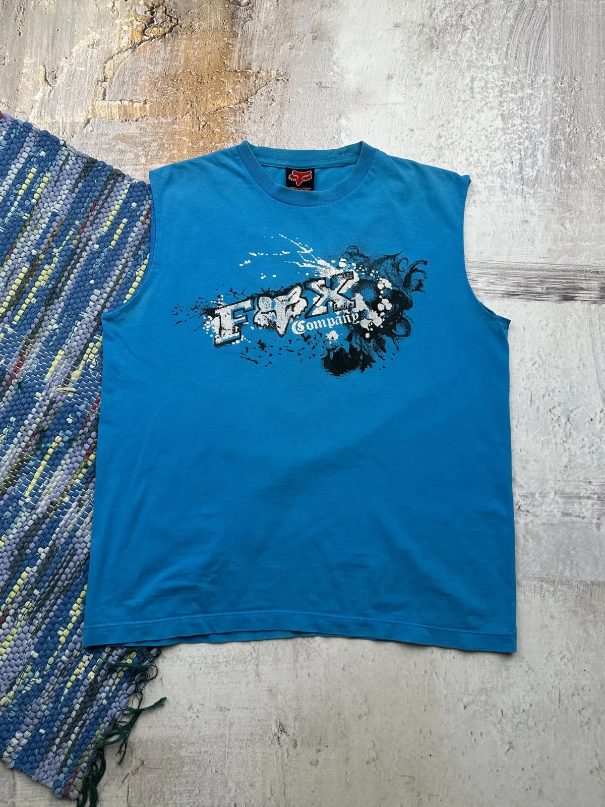 Vintage Fox Racing Men’s Graphic Tank Top Sleeveless Blue Motocross Casual Shirt