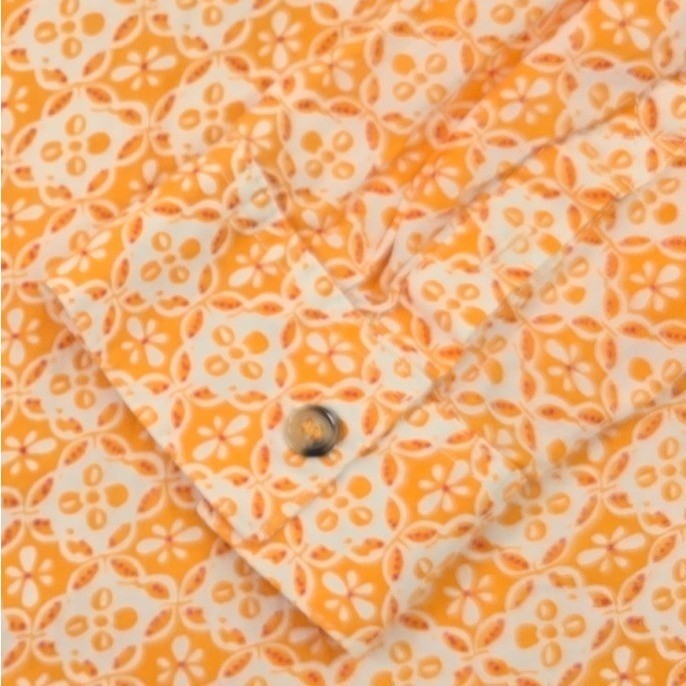 Maeve Anthropologie Button Down Women 2(S) Orange Cotton Geometric Boho Shirt