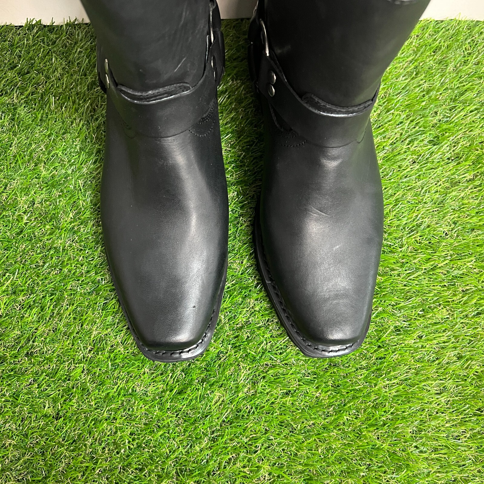 Mens Motorcycle Black Biker Boots Leather Harness Rock Riding Moto Est.2009