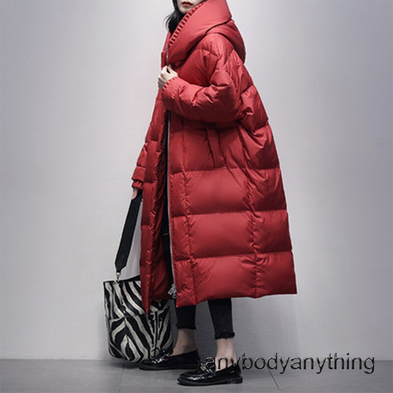 S-7XL Loose Down Jackets 90% White Duck Down Overcoats Women’s Long Coats Hooded