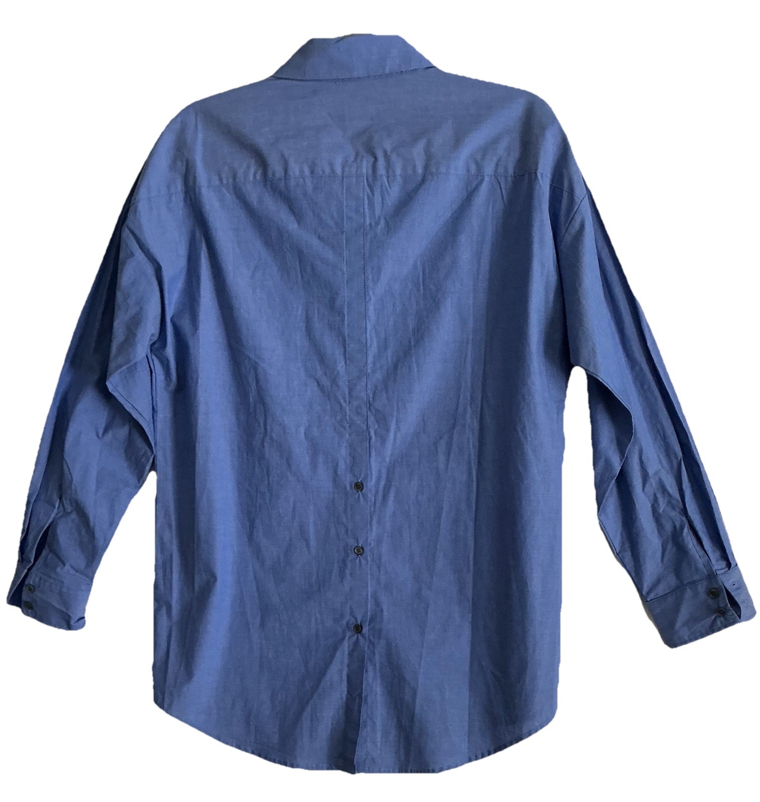 J.McLaughlin Sz Med Shirt Cotton Blue Stretch Button Front Collared Long Sleeve