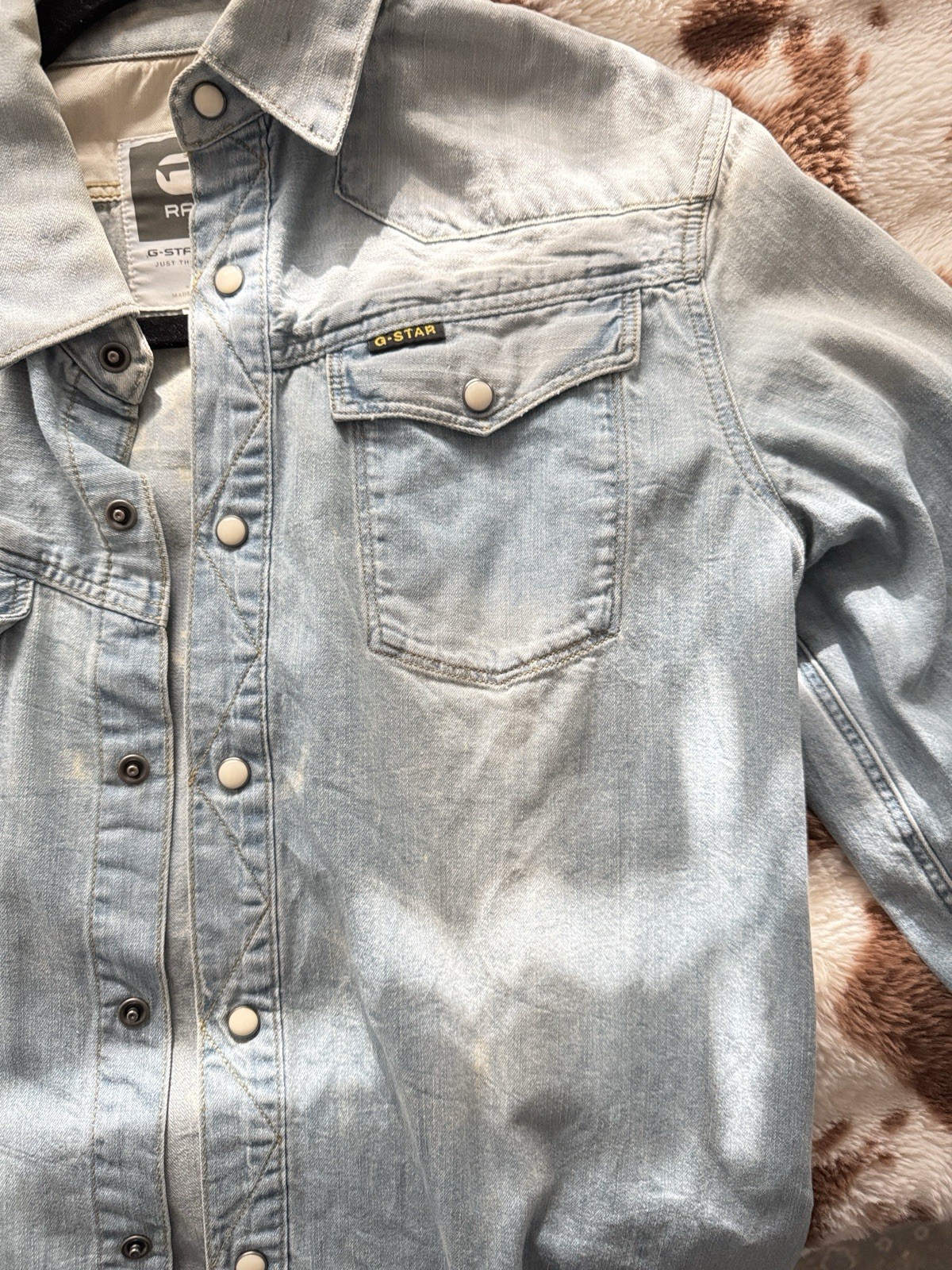 G-Star RAW Men’s Blue Denim Jacket Size S Button Front Pockets