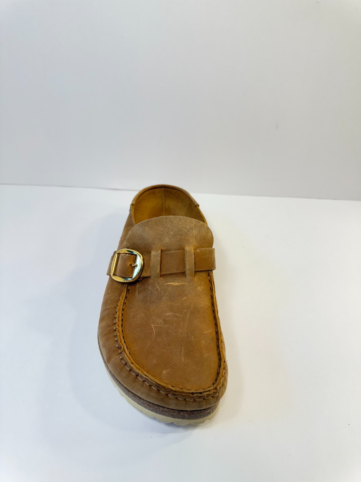 C46. Birkenstock Buckley Clogs Cognac Oiled-EU 39, US -8 Womens Narrow Fit