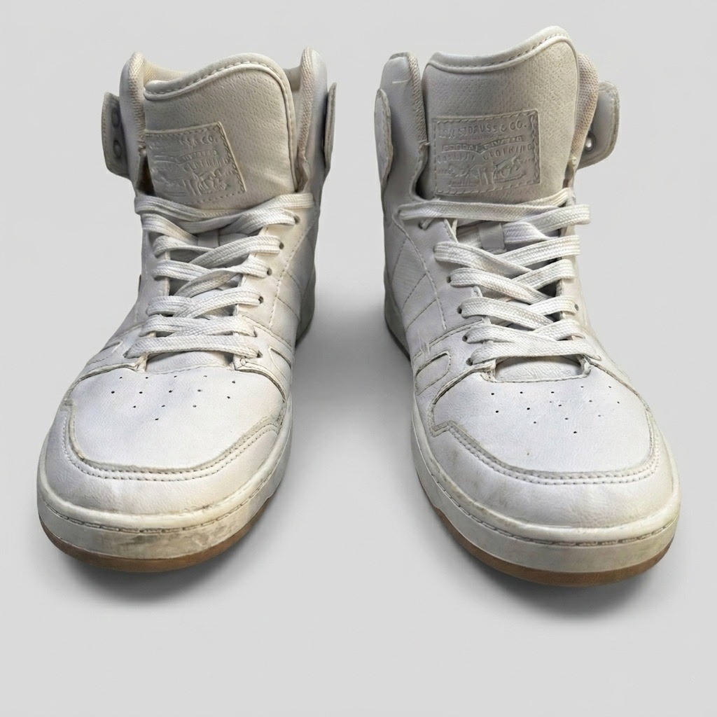 Levis High Top Sneakers Mens 10 White Synthetic Leather