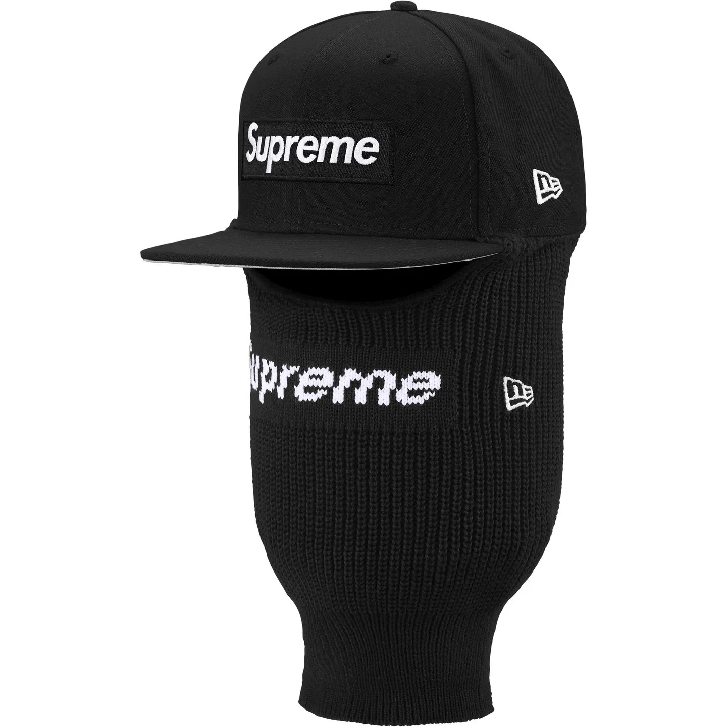 Supreme FW25 Box Logo New Era Cap Hat + Balaclava Black Size 8 New Rare IN HAND