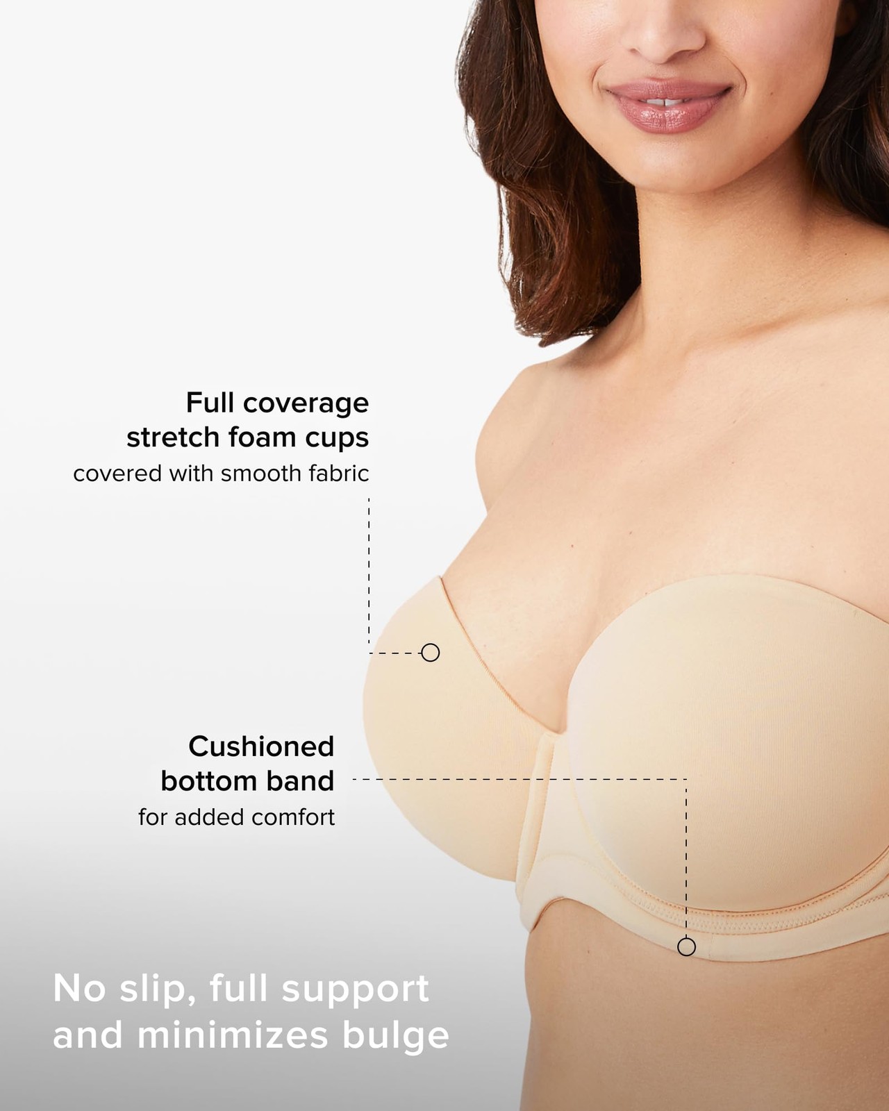 Wacoal Red Carpet 854119 Strapless Bra 40G Roebuck Full-Busted Comfortable