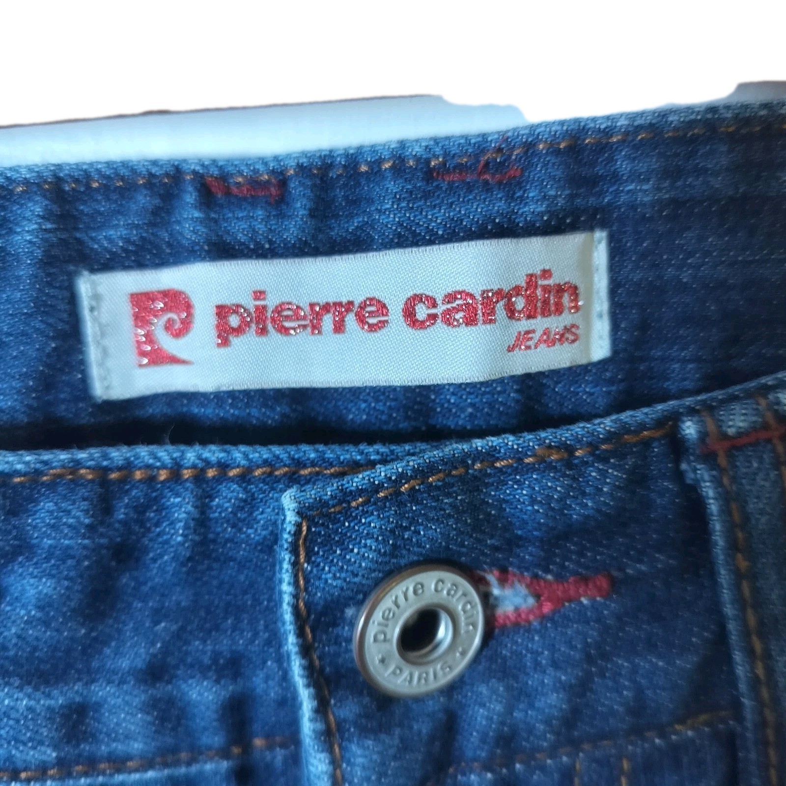 90s High Waisted Pierre Cardin Blue Denim Jeans With Unique Back Pockets Size 27