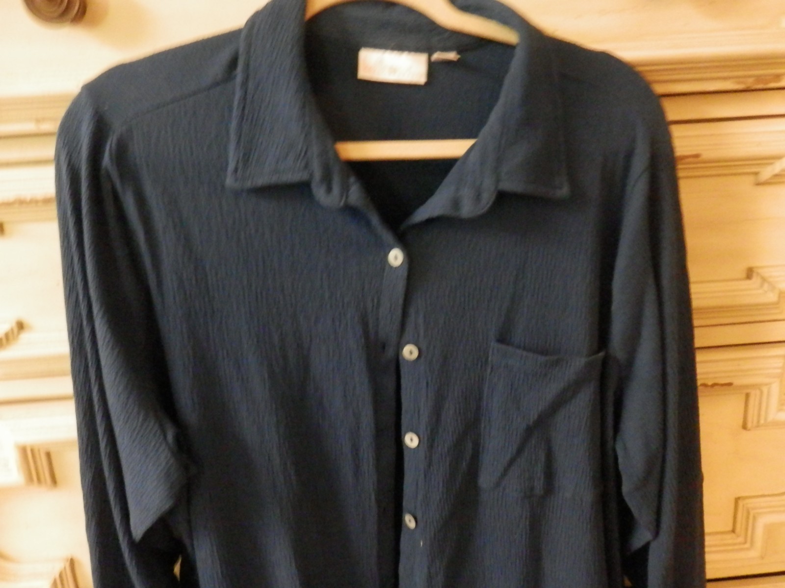 Preowned Belle by Kim Gravel 1XL Blue Gauze L/S Big Shirt (Gently worn)