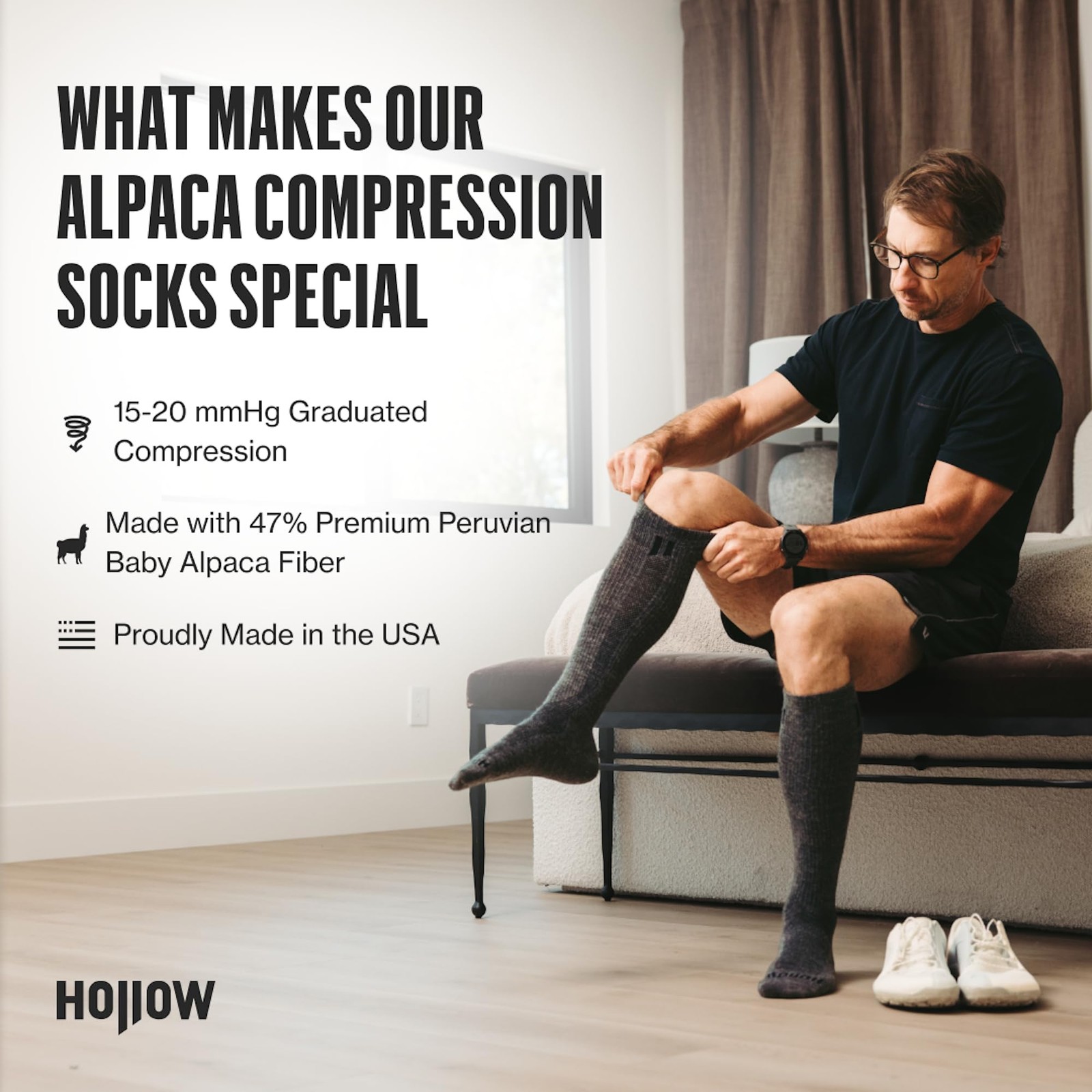 HOLLOW Alpaca Compression Socks for Women & Men – Standard Fit, 1520 mmHg – C…