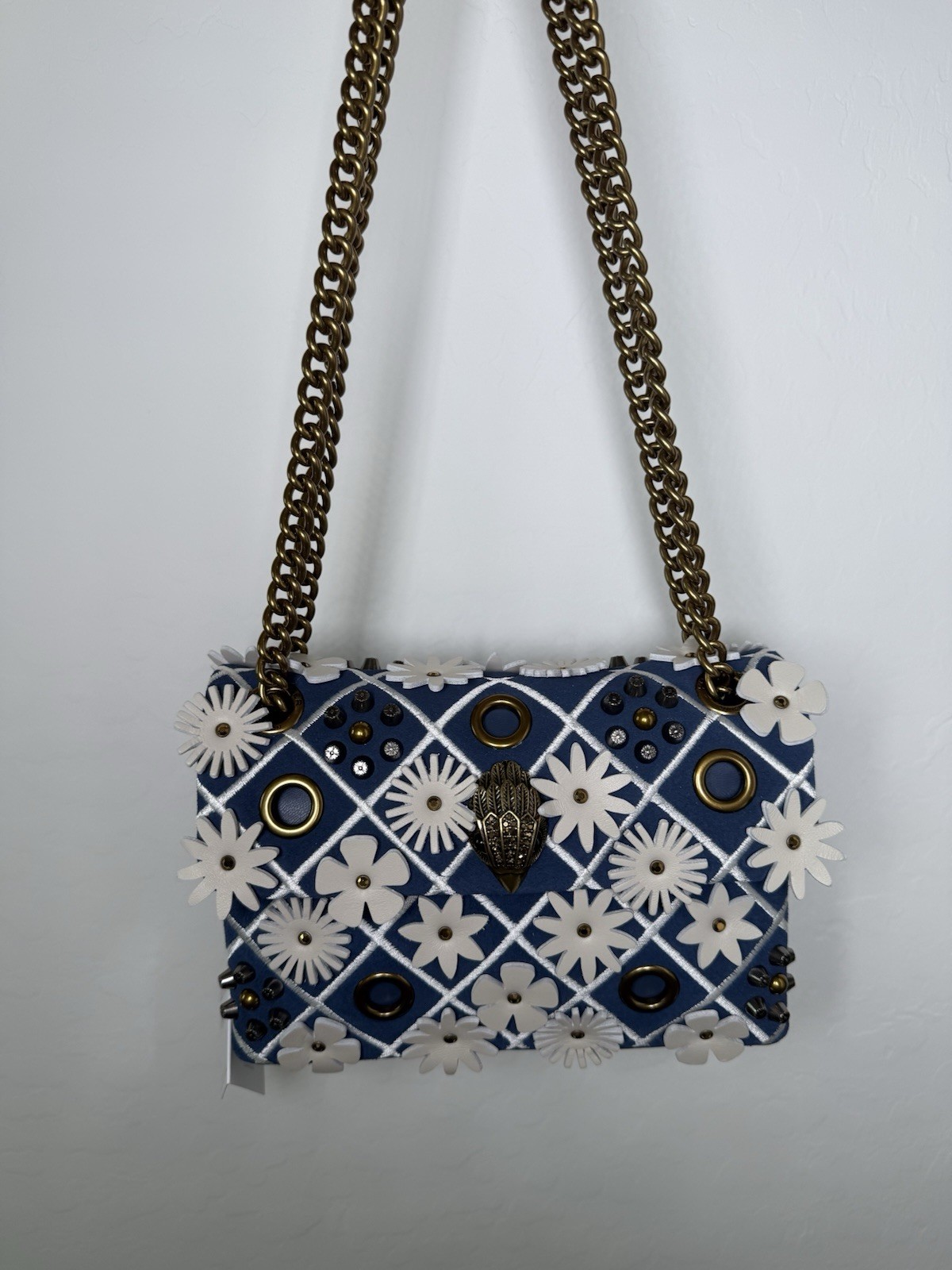 Kurt Geiger Mini Kensington Flowers Convertible Crossbody Bag blue multi NWT$245