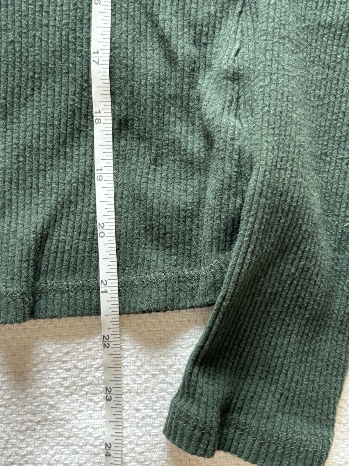 Old Navy Green Ribbed Texture Fitted V Neck Long Sleeve Top