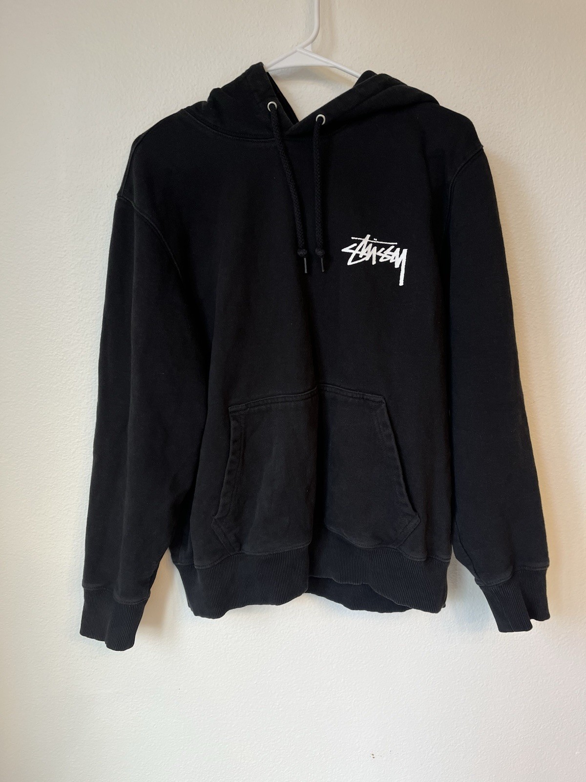 Stussy Jorge Hoodie Mens Small Black Sweatshirt Mint Shape 21”x22”