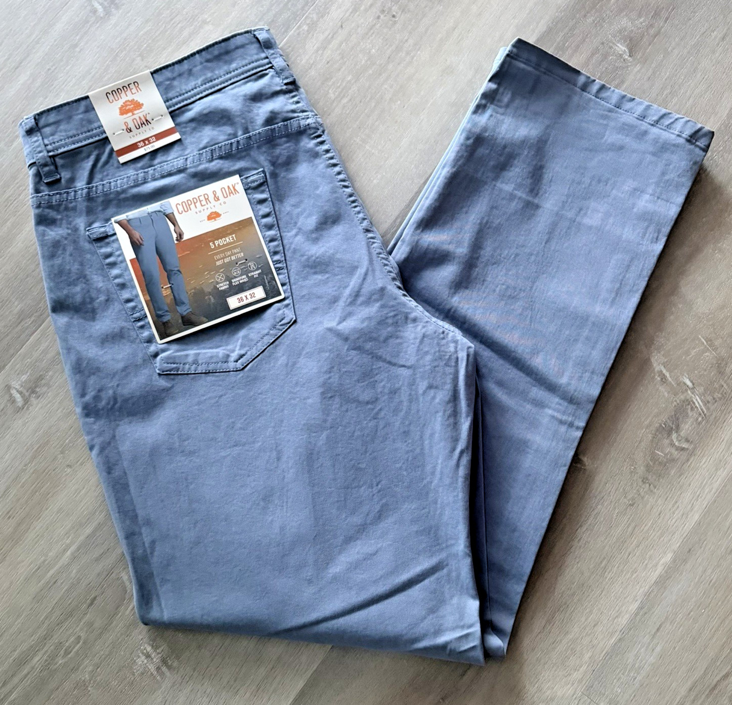Copper & Oak NWT Men’s 36×32 Pants 5 Pocket Every Day Pant River Blue K5S817 NWT